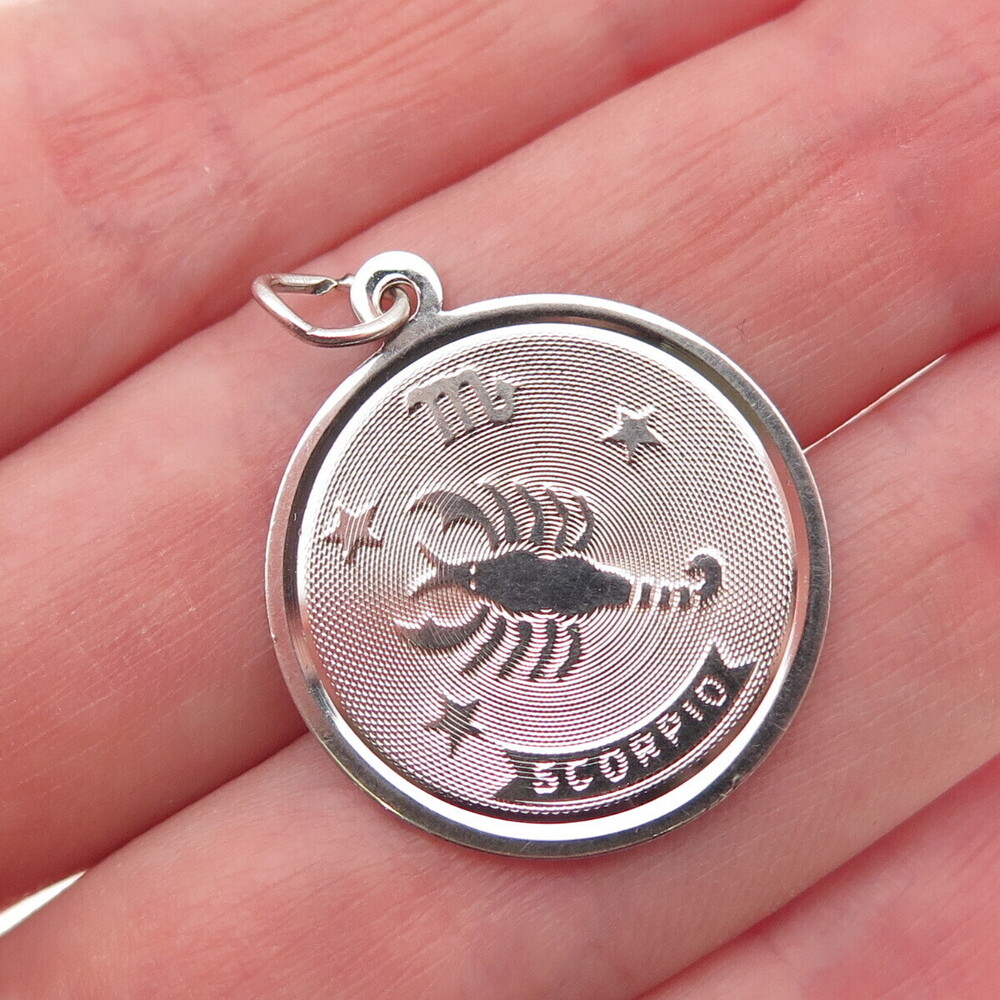 Town & Country 925 Sterling Silver Vintage Scorpio Zodiac Sign Charm Pendant